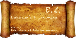 Babincsák Ludovika névjegykártya